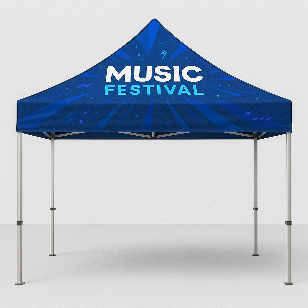10 Ft. Canopy Steel Tent Full-Color Graphic (No Back Wall, None, Standard (7 Business Days))