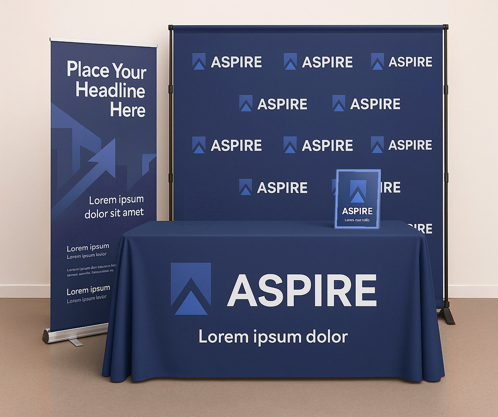 Booth Display Starter Kit - 10 ft. Backdrop, Banner Display, 6 ft. Table Throw